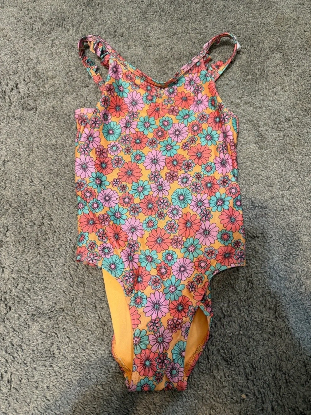 Cat & Jack Girls Floral One-Piece Swimsuit in Orange, Pink, Teal